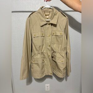 Michael Kors Womens Tan Utility Safari Cinch Waist Jacket size XL